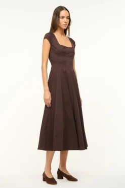 STAUD SHORT SLEEVE WELLS DRESS> Dresses