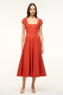 STAUD SHORT SLEEVE WELLS DRESS> Dresses