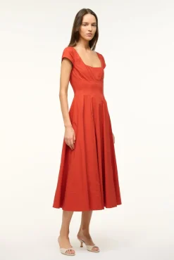 STAUD SHORT SLEEVE WELLS DRESS> Dresses