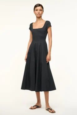 STAUD SHORT SLEEVE WELLS DRESS> Midi Dresses|Dresses