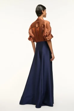 STAUD SHUBERT DRESS IRIDESCENT CACAO MIDNIGHT><noscript><img width=