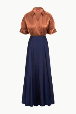 STAUD SHUBERT DRESS IRIDESCENT CACAO MIDNIGHT><noscript><img width=