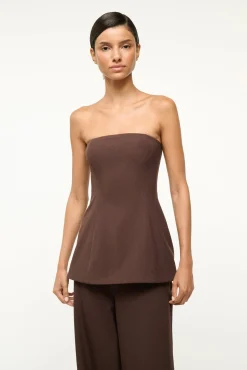 STAUD SILVIA TOP DARK CHOCOLATE> Tops