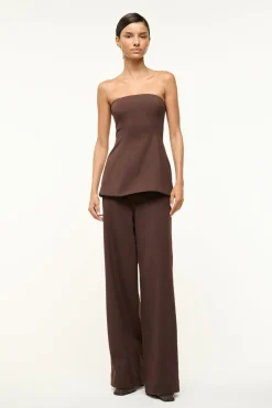STAUD SILVIA TOP DARK CHOCOLATE> Tops