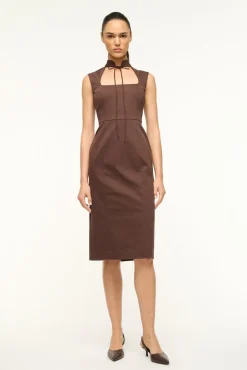 STAUD SLEEVELESS MARIANO DRESS DARK CHOCOLATE> Midi Dresses|Dresses