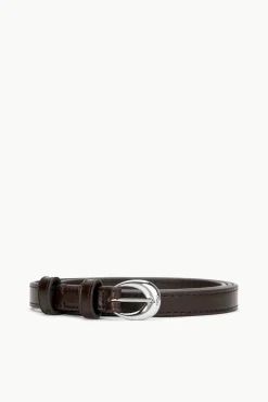 STAUD SLIM MOON BUCKLE BELT - 13MM MAHOGANY SILVER> Accessories