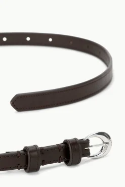 STAUD SLIM MOON BUCKLE BELT - 13MM MAHOGANY SILVER><noscript><img width=