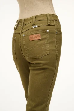 STAUD WRANGLER THE CROPPED BOOT JEAN SERGEANT GREEN><noscript><img width=