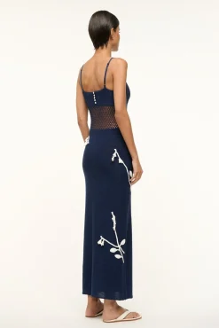 STAUD TARA DRESS NAVY WHITE><noscript><img width=