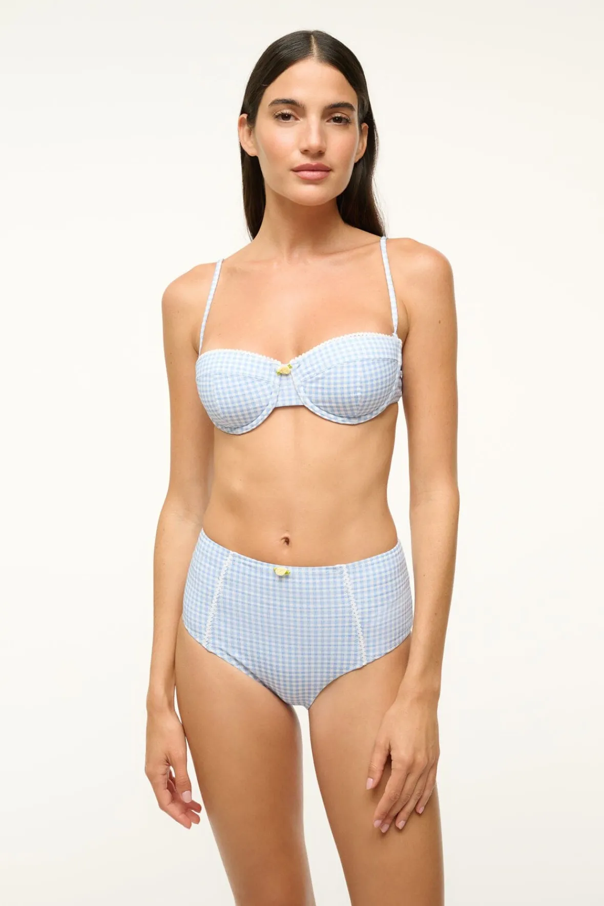 STAUD WAILEA BIKINI BOTTOM SKY MICRO CHECK> Swim|Bikinis