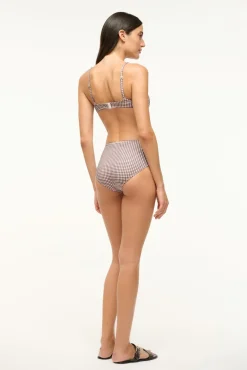 STAUD WAILEA BIKINI BOTTOM DARK CHOCOLATE MICRO CHECK> Swim|Bikinis