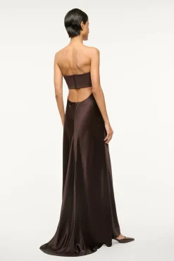 STAUD WAYFARING DRESS DARK CHOCOLATE><noscript><img width=