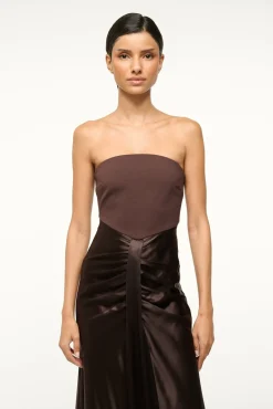 STAUD WAYFARING DRESS DARK CHOCOLATE><noscript><img width=