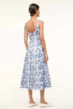 STAUD WELLS DRESS | CHINA BLUE TOILE><noscript><img width=