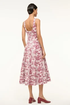 STAUD WELLS DRESS BORDEAUX TOILE><noscript><img width=