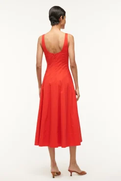 STAUD WELLS DRESS RED ROSE><noscript><img width=