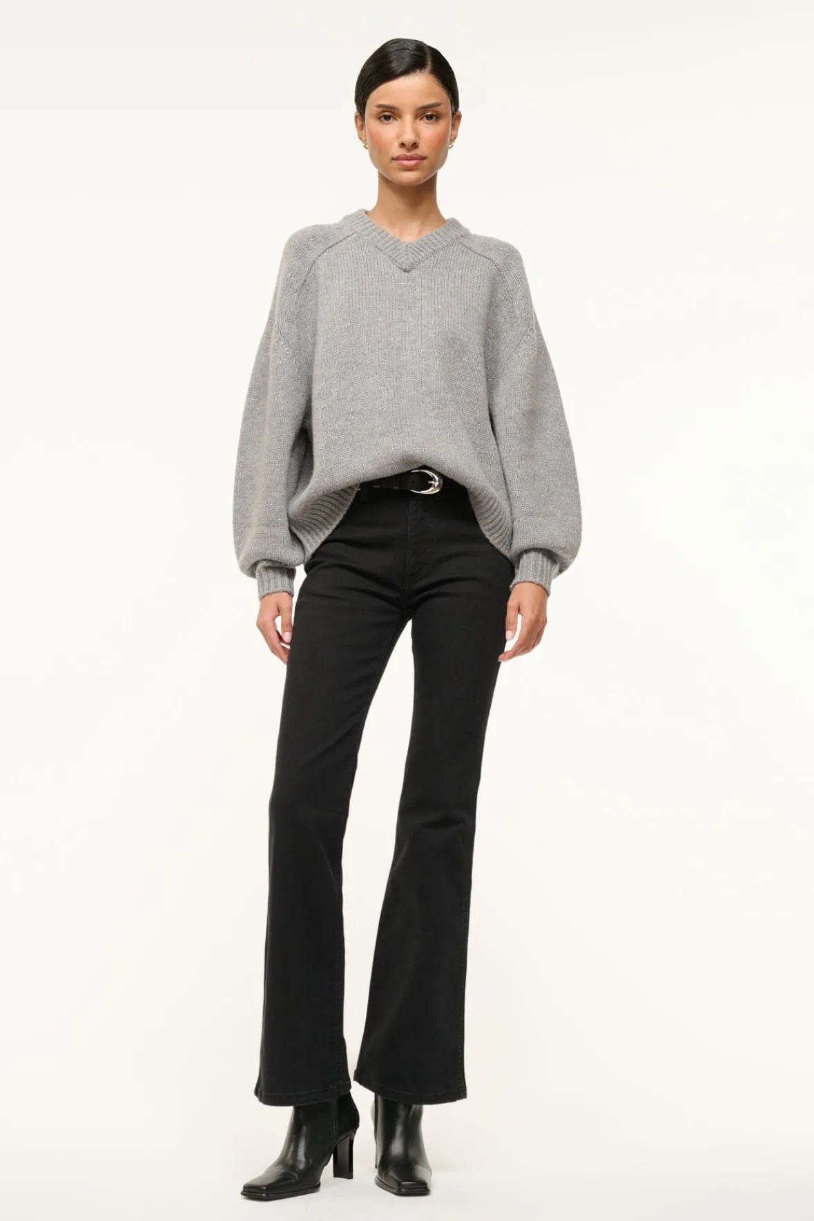 STAUD WILSON SWEATER HEATHER GREY> Sweaters