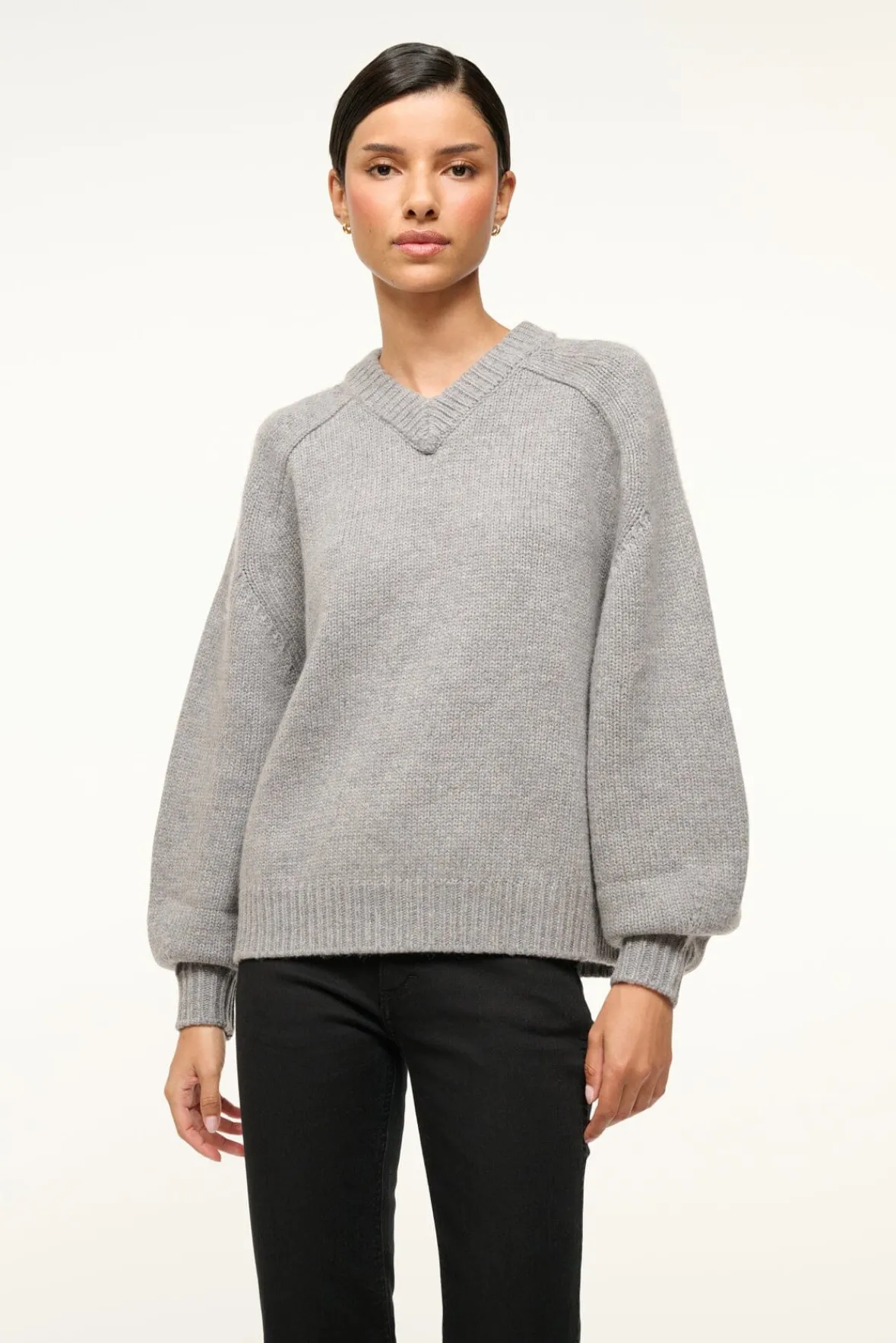 STAUD WILSON SWEATER HEATHER GREY> Sweaters