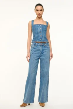 STAUD WRANGLER TRUCKER TOP INDIGO WASH><noscript><img width=