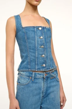 STAUD WRANGLER TRUCKER TOP INDIGO WASH><noscript><img width=